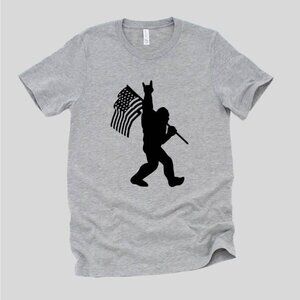 Patriotic Bigfoot Shirt, Sasquatch with American Flag